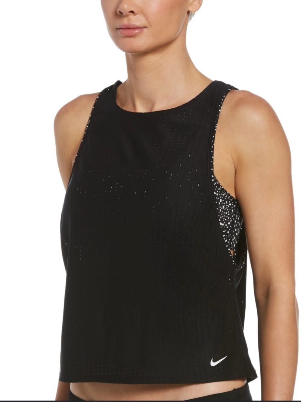 Nike Black Sleeveless Swim Tank with White Logo